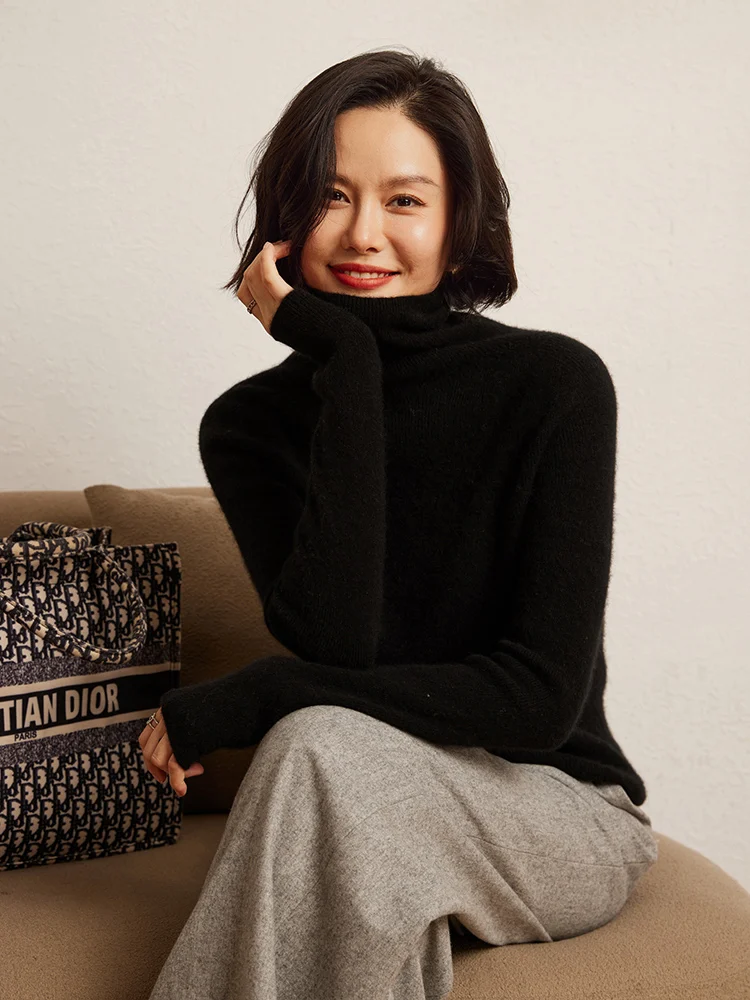 Women's Turtleneck Pullover Cashmere Knit Sweater Long Sleeves 100% Cashmere Basic Autumn Winter Layering Soft Knit Top