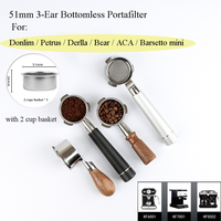 51mm 3-Ear Bottomless Portafilter For Donlim/Petrus/Barsetto Mini Stainless Steel Coffee Handle With Double Shot Espresso Basket