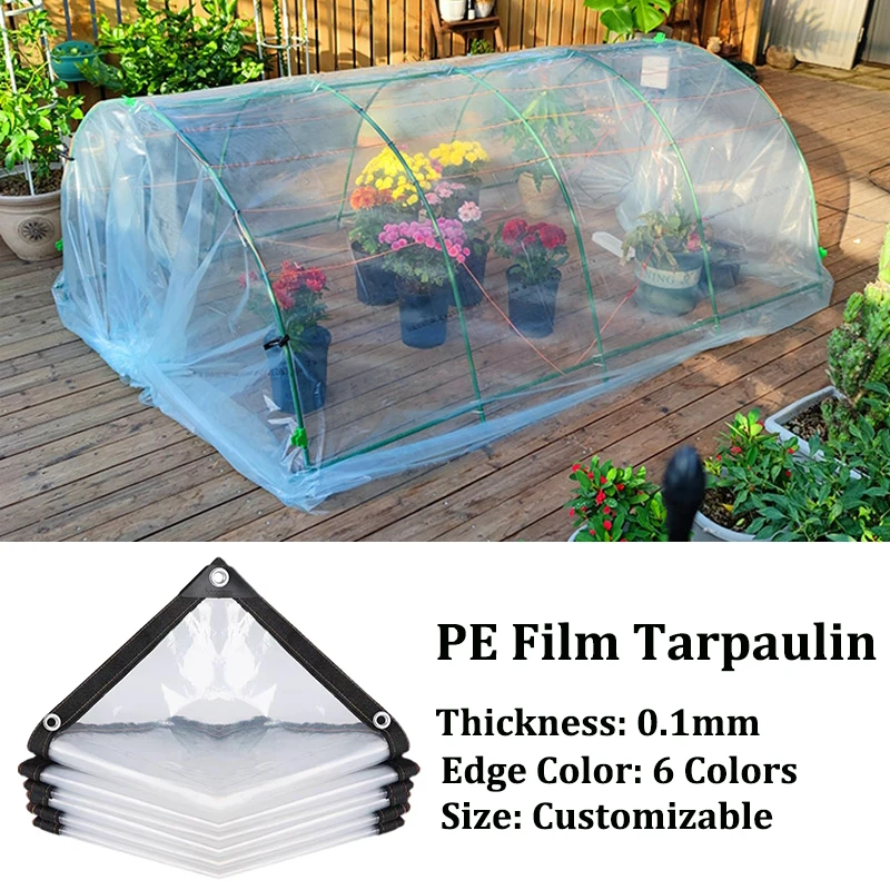 PE Rainproof Film Outdoor Transparent Tarpaulin Garden Gazebo Canopy Greenhouse Plant Waterproof Cover Keep Warm Rainproof Cloth