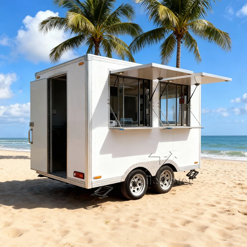High Quality Commercial Food Trailer Fully Loaded Food Truck Trailer Outdoor Street Mobile Food Truck with Led Lights Screens