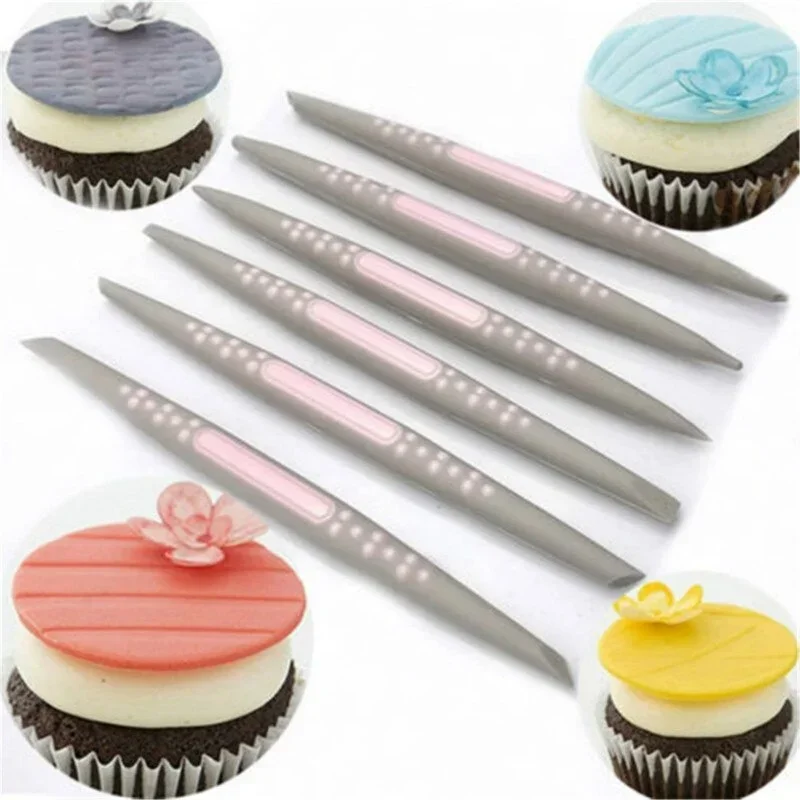 6 Pcs/set Fondant Cake Sugar Soft Tip Shapers Modelling Tool Cakes Cupcake Decorating Flower Craft Clays Tools