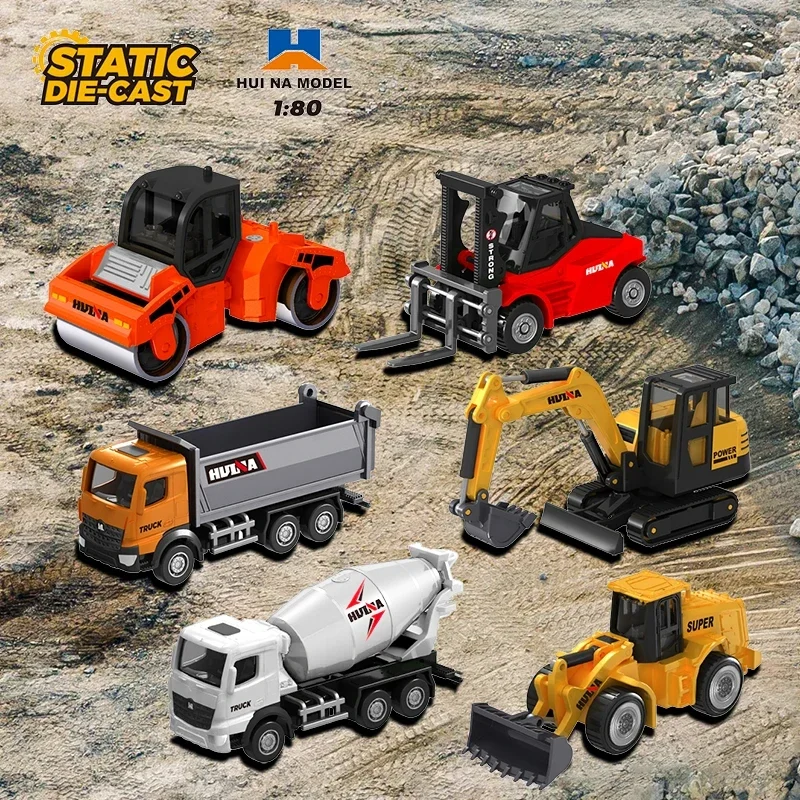 Huina liga empilhadeira rolo dumper escavadeira agitador caminhão modelo diecast carro caminhões de engenharia crianças brinquedo coleção presente natal