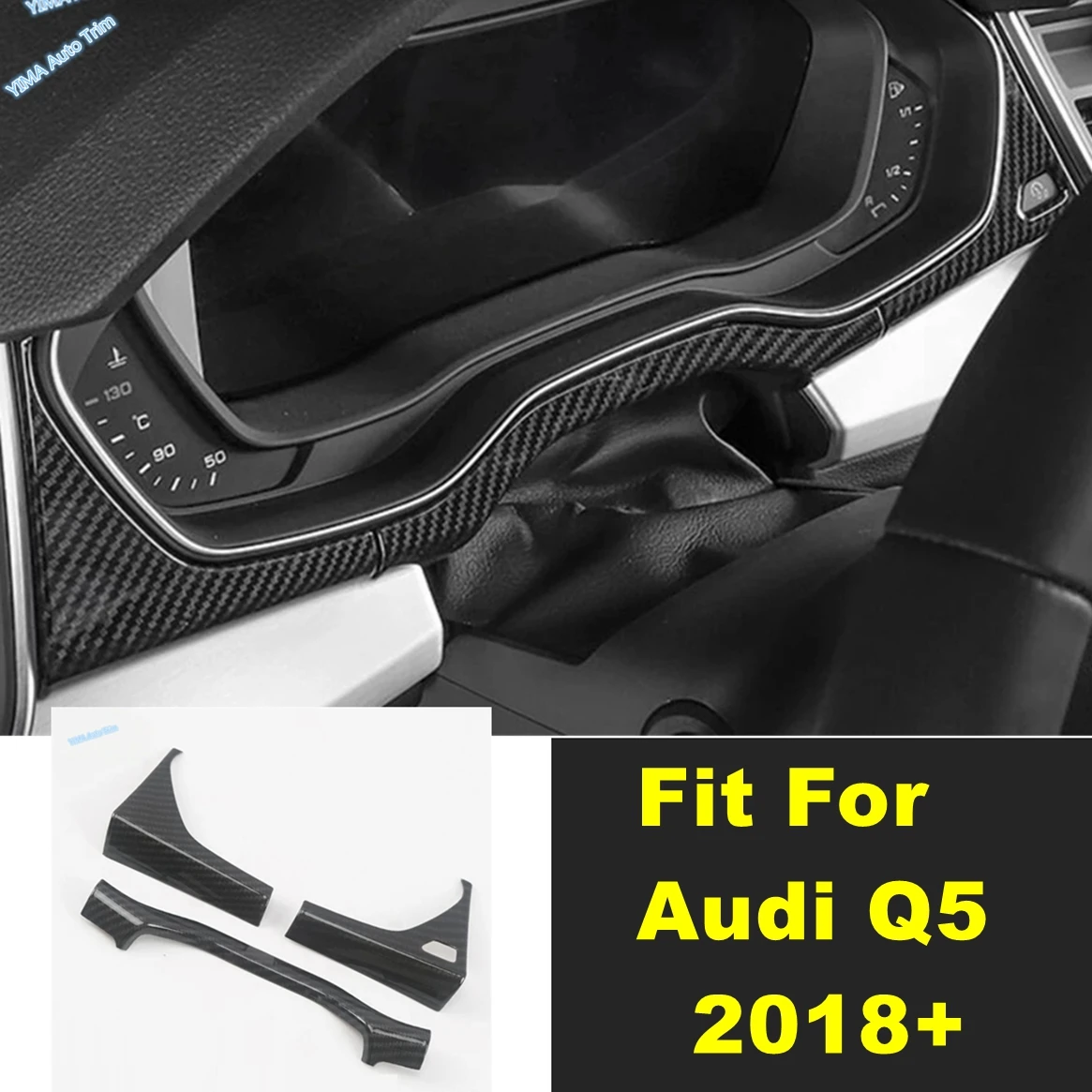 

Car Dashboard Front AC Air Conditioning Outlet Vents Frame Decor Cover Trim Accessories For Audi Q5 2018 - 2023 ABS Carbon Fiber