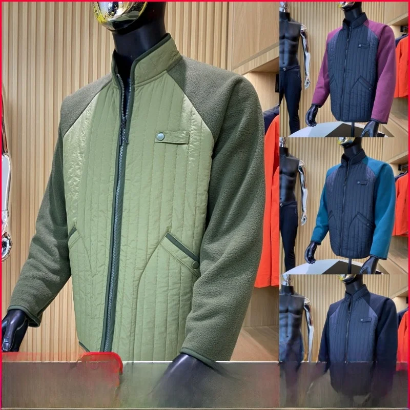 

Autumn Winter Outdoor Hooded Jaet Stand Collar Cotton Padded oulder Insertion Fce Lined Contrast Color Splicing Men's ...