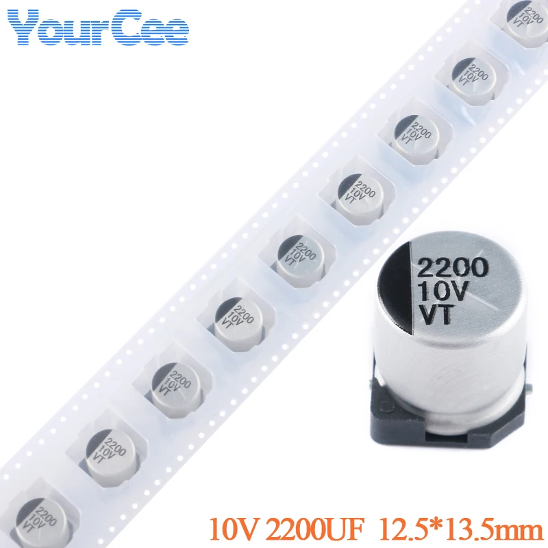 10pcs/1pc 10V 2200UF Patch SMD Aluminum Electrolytic Capacitor 12.5mm*13.5mm 12.5mmX13.5mm 2200UF Capacitance