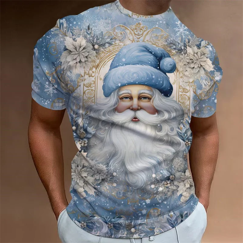 

Рождественская футболка со снеговиком с 3D принтом для мужчин, забавные футболки с рисунком Санта-Клауса, летние топы в стиле Харадзюку с круглым вырезом, футболки с короткими рукавами