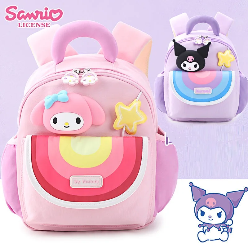 Sanrio New Kindergarten Backpack Children Cartoon Kuromi Small Class Girls Super Light Cute Backpack Anti Splashing Anti Losing