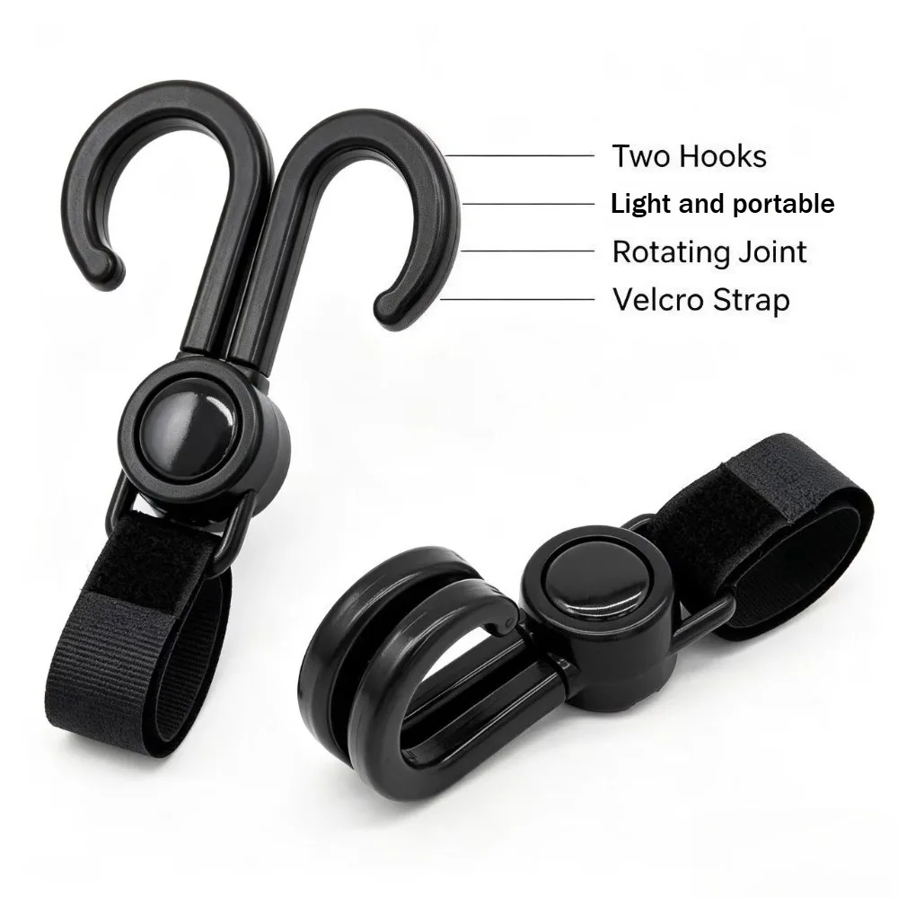 Ganchos para cochecito de bebé, ganchos para carrito de compras, accesorios para cochecito de bebé, gancho giratorio de 360 ​​grados, organizador de bolsas, colgador (2 uds)