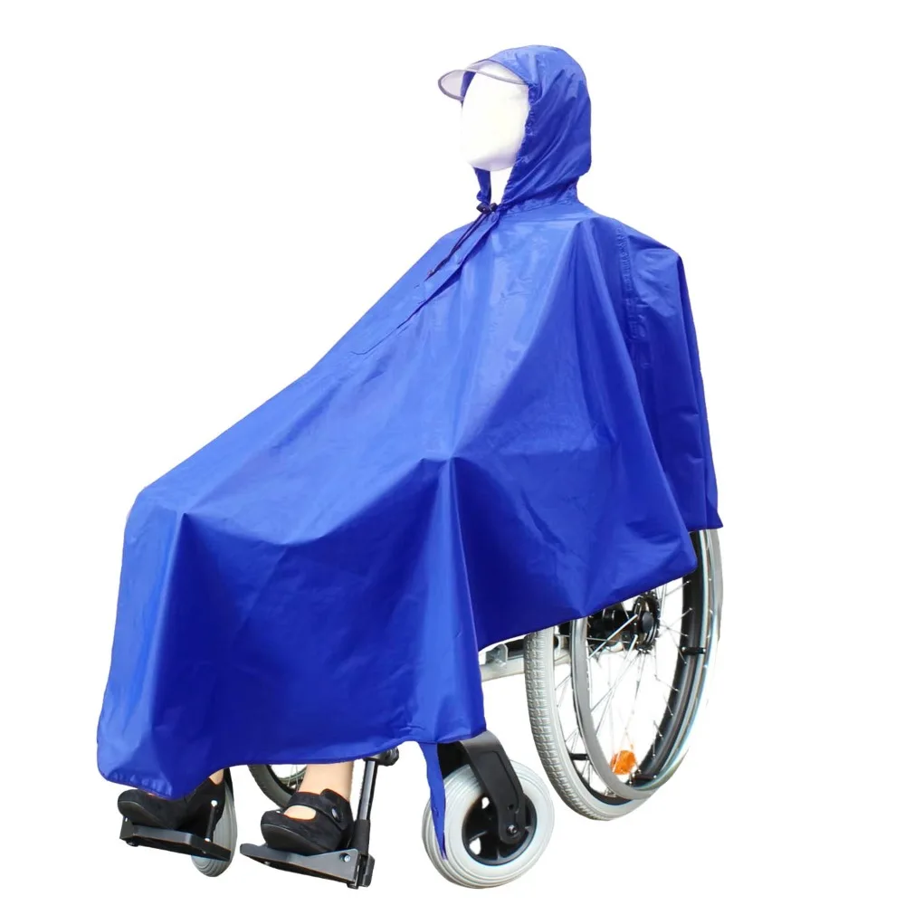 

Reusable Wheelchair Elderly Rain Poncho Reflective Strip Waterproof Wind Proof Cape Packable with Hood Wheelchair Raincoat