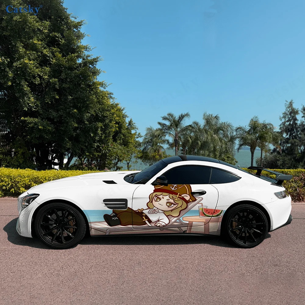 Lion Captain Lying Relaxed Car Vinyl Wraps Decal Self-adhesive PVC Sticker Suitable for Trucks SUV Decor Auto Accessories Gift