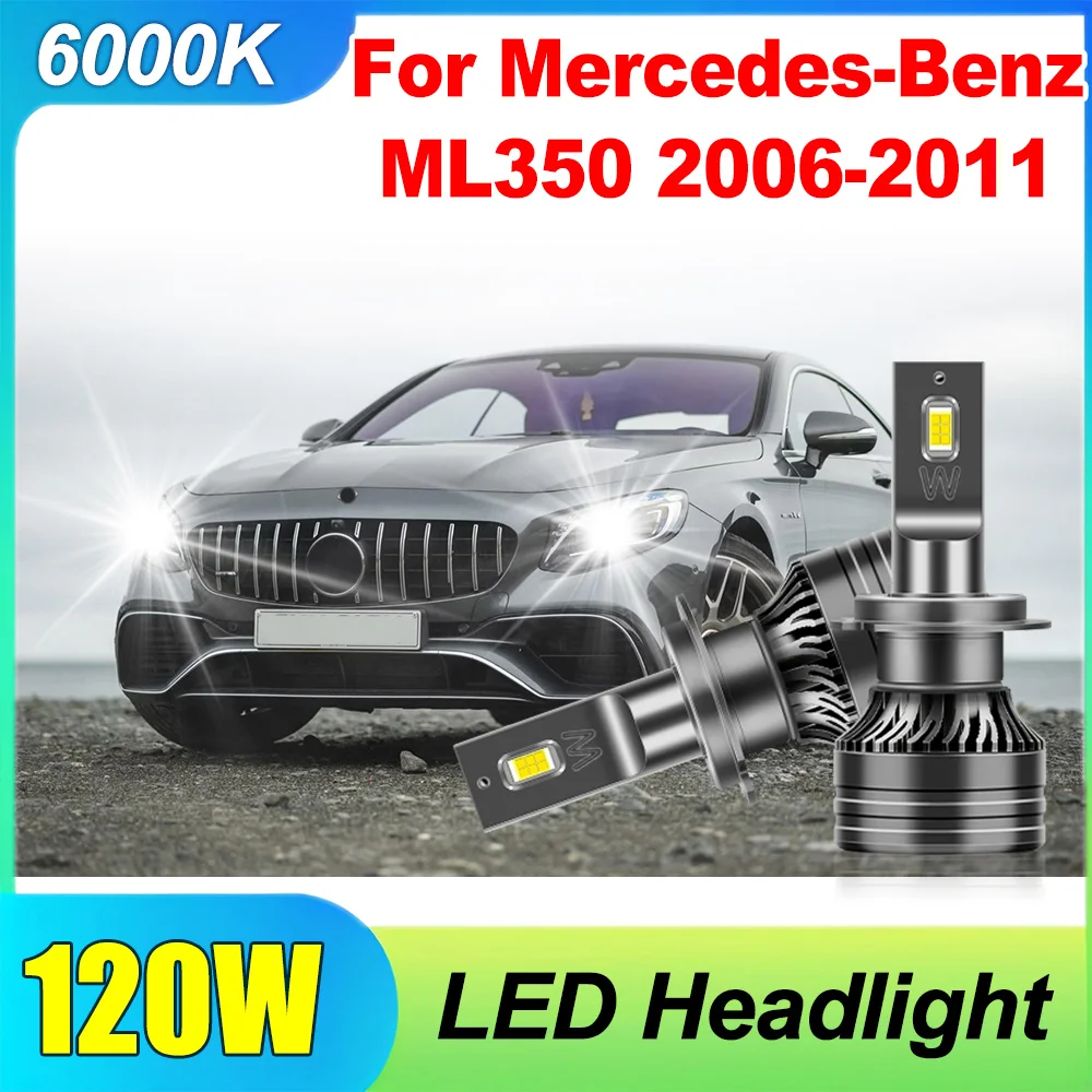 

2PCS 3570 CSP Chips 20000LM LED Headlight 120W H7 Car Headlight Canbus No Error 6000K White For Mercedes-Benz ML350 2006-2011
