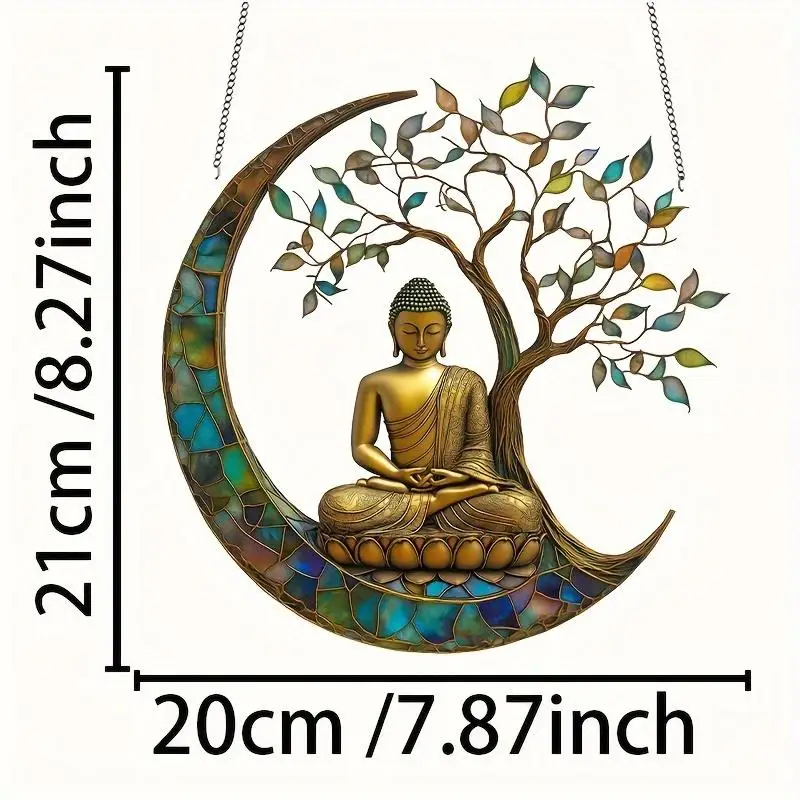 1 pièce Attrape-soleil Bouddha charmant en acrylique style vitrail pour décoration de fenêtre, maison, bureau, chalet, jardin, terrasse, espace spirituel