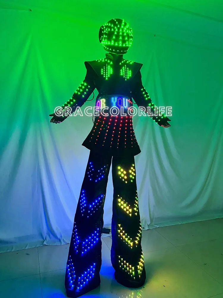 Women's LED Stilts Warrior Costume Dress Waterproof Glowing Suit Full Colors for Stage Show Christmas Halloween Party Performanc