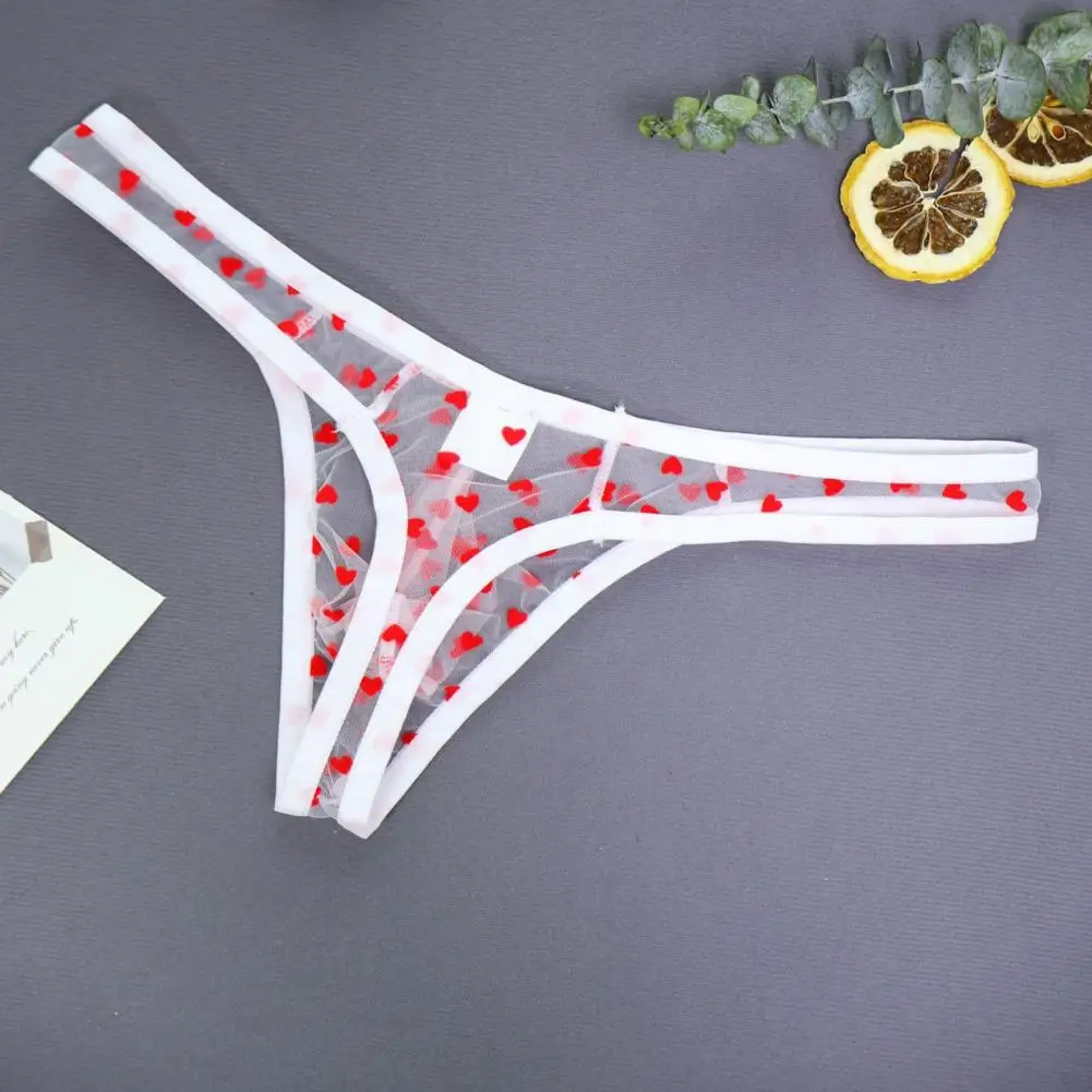 Perspective Heart Pattern Men's Thongs Briefs Sexy And Fun Net Underwear Easy To Wash And Dry,  Underwear view 4