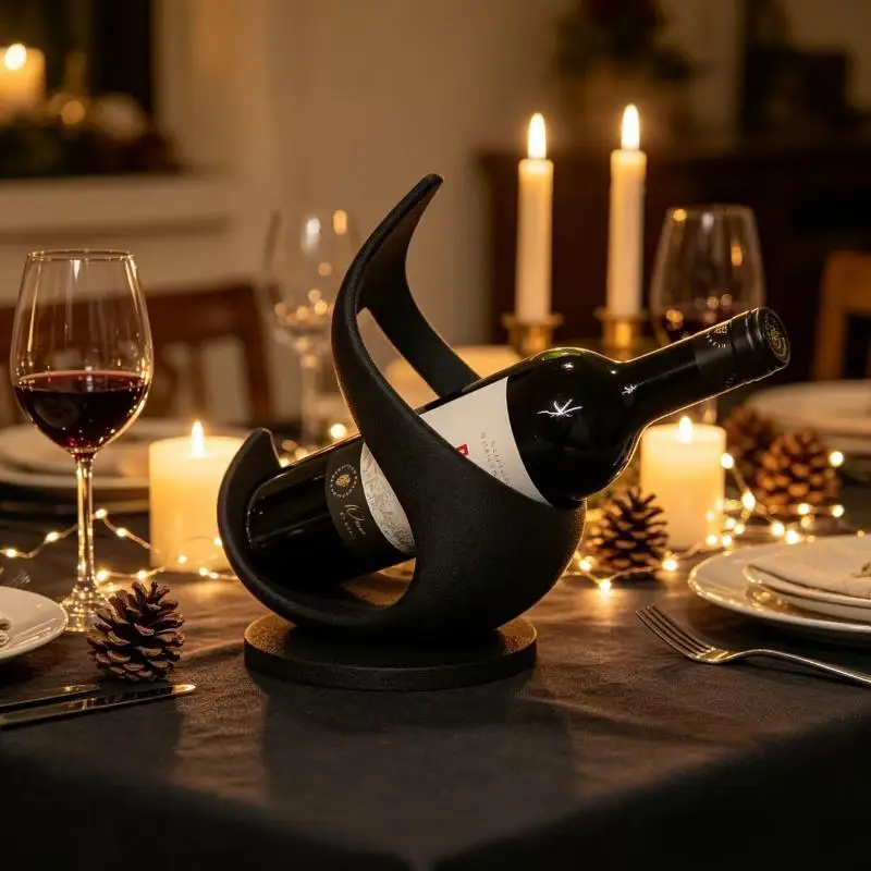 3D Printed Flame Shape Wine Bottle Rack Countertop Wine Bottle Display Rack Wine Storage Rack Simple Home Counter Decoration