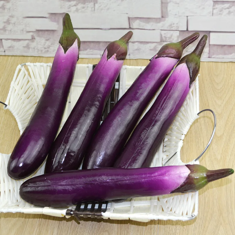 Artificial eggplant aubergine brinjaul fake vegetables model props hotel dining room hall restaurant decoration