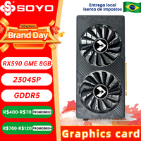 MOUGOL New Black Graphics Card AMD RX590 GME 8GB GDDR5 256bit PCI 3.0x16 HDMI Gaming GPU DVI Plate Desktops Placa De Video