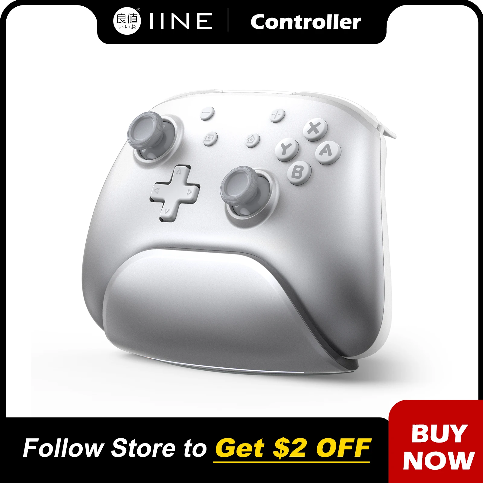 

IINE Aether Radiant Silver Wireless Controller with Charging Dock