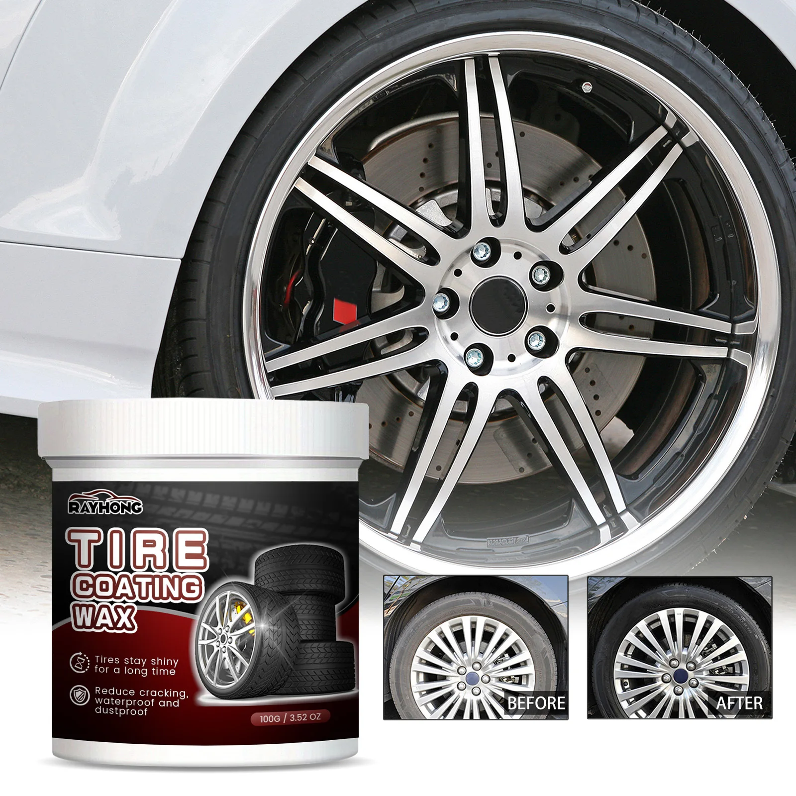 

Car Tire Rust & Dirt Cleaner - Deeply Penetrates To Protect Rubber, Restores Black Shine & Enhances Long-Lasting Durability