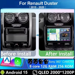 Android 15 Car Radio For Renault Duster 2015 2016 2017 2018 2019 2020 Multimidia Player 4G WIFI GPS Navigation Carplay Auto QLED