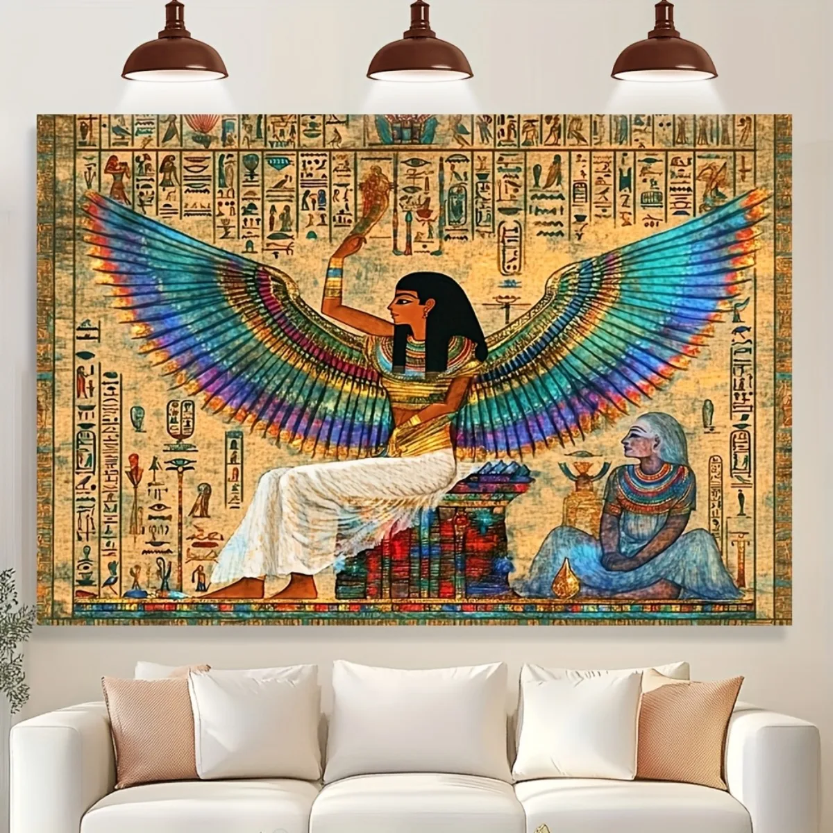 Anubis and Hieroglyphs Digital printing polyester wall hanging tapestry decorative Living room bedrooms Office background gift