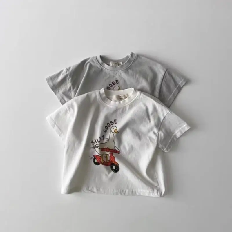 2026 Summer New Baby Short Sleeve T Shirts Thin Cotton Infant Girl Cute Cartoon Print Tee Toddler Boys Casual Versatile Tops