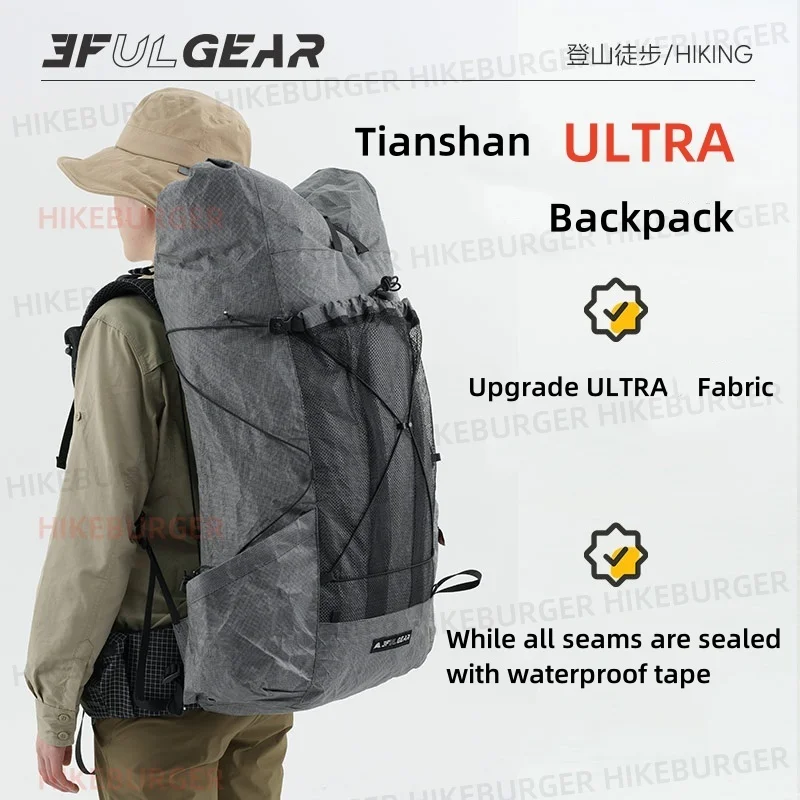 3F UL GEAR Tianshan ULTRA 200X Backpack 35+10L Outdoor Ultralight UHMWPE Bag Waterproof Tear Resistance Camping Hiking Pack 960g