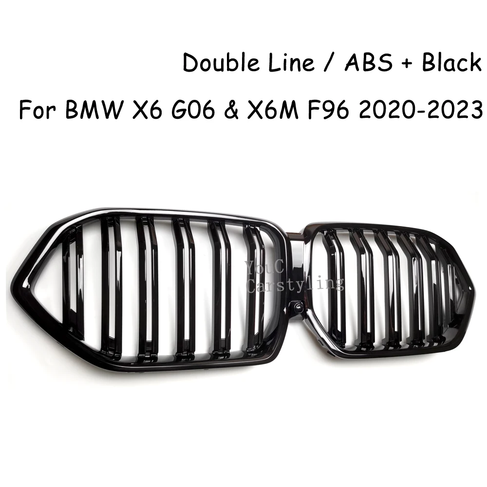 G06 Grille ABS Gloss Black Front Bumper Kidney Replacement Grille For BMW X6 G06 X6M F96 2020 2021 2022 2023