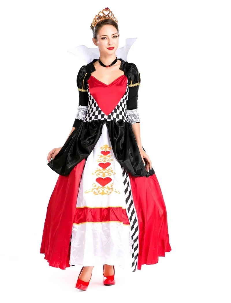 Halloween Queen of Hearts Costume Alice in Wonderland Dress Women Adult Sexy Poker Queen Cosplay Halloween Fancy Dress Plus Size