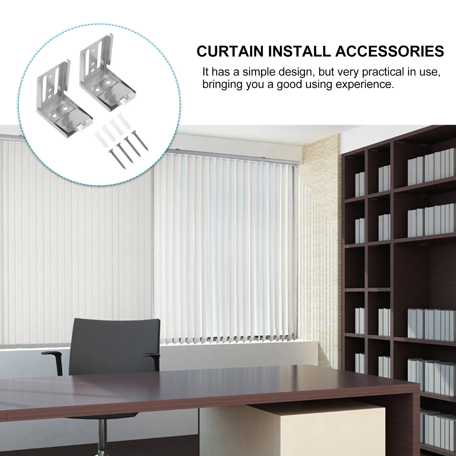 

2pcs Blind Brackets For Rail Mounting Easy Install Vertical Hidden Type Home Office Living Room Bedroom Kitchen Use