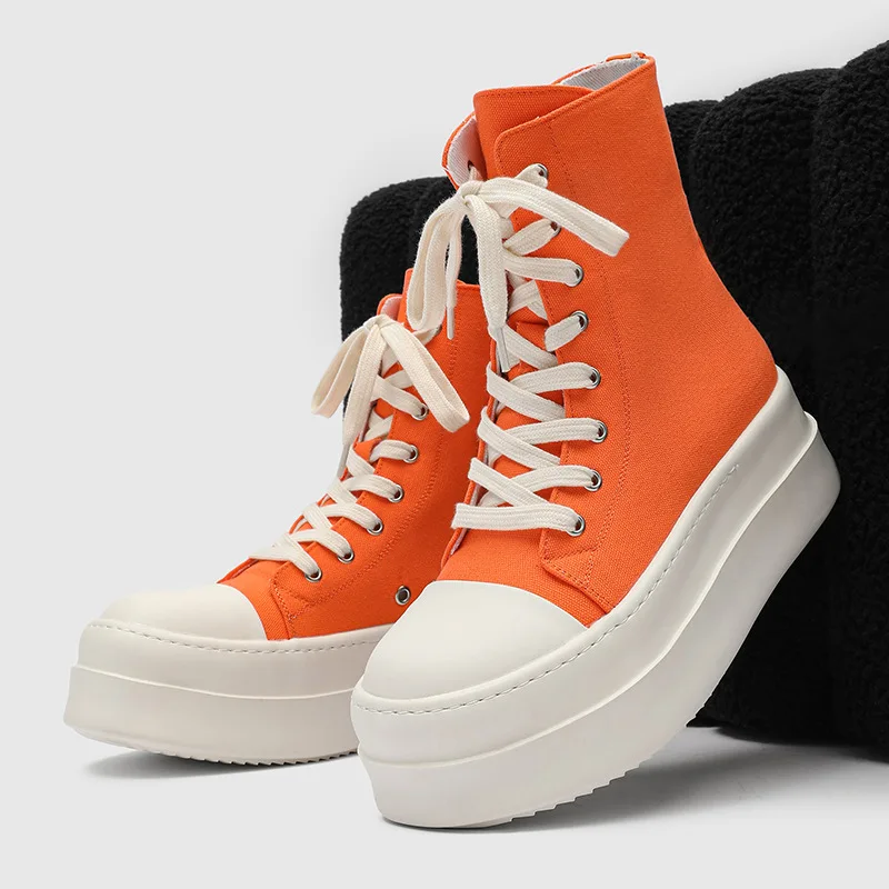 

Мужская обувь на высокой платформе, модные парусиновые кроссовки 2025 года, универсальная повседневная обувь больших размеров для мужчин, ботинки в британском стиле