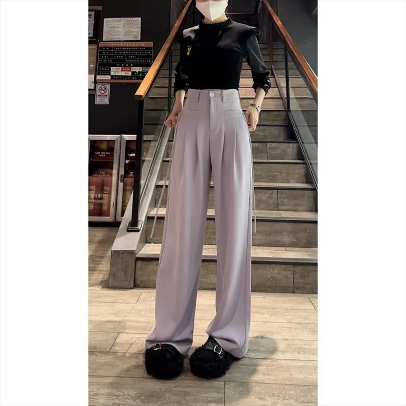 ارتفاع الخصر واسعة الساق السراويل النسائية الربيع الصيف السراويل الطويلة تصميم قطع مستقيمة إطالة الساقين الأمريكية Sle