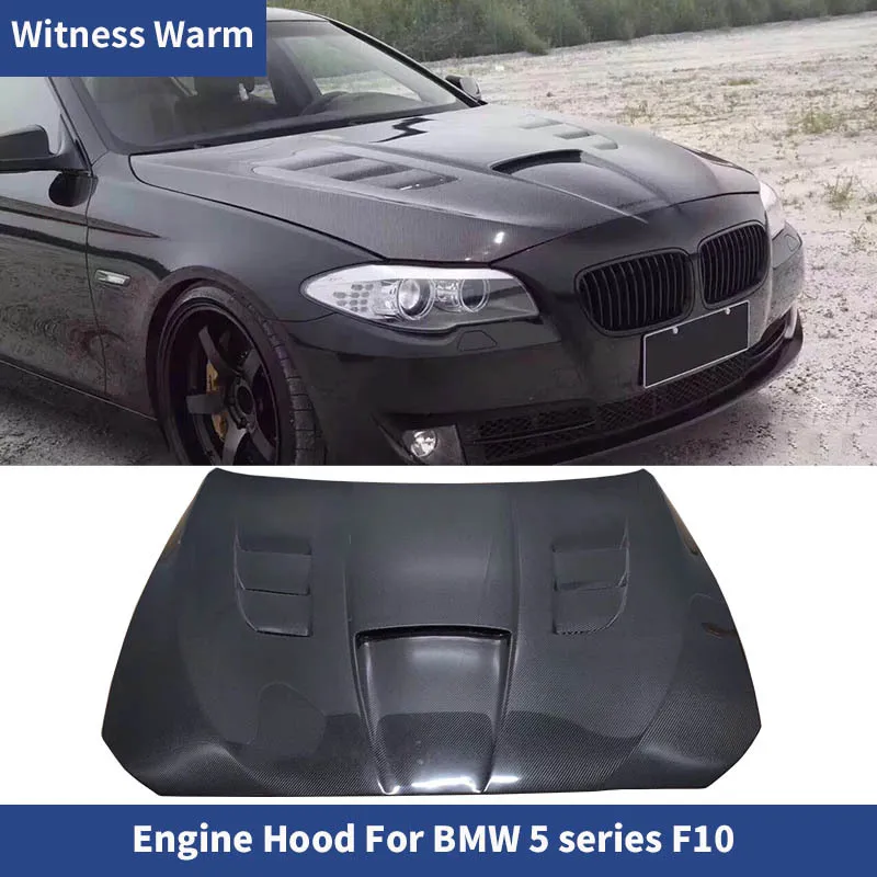 Carbon Fiber Front Engine Hood Vent Cover for Bmw 5 Series F10 Unpainted Engine Cover Car Bonnet Cap 2010-2016 Car Styling