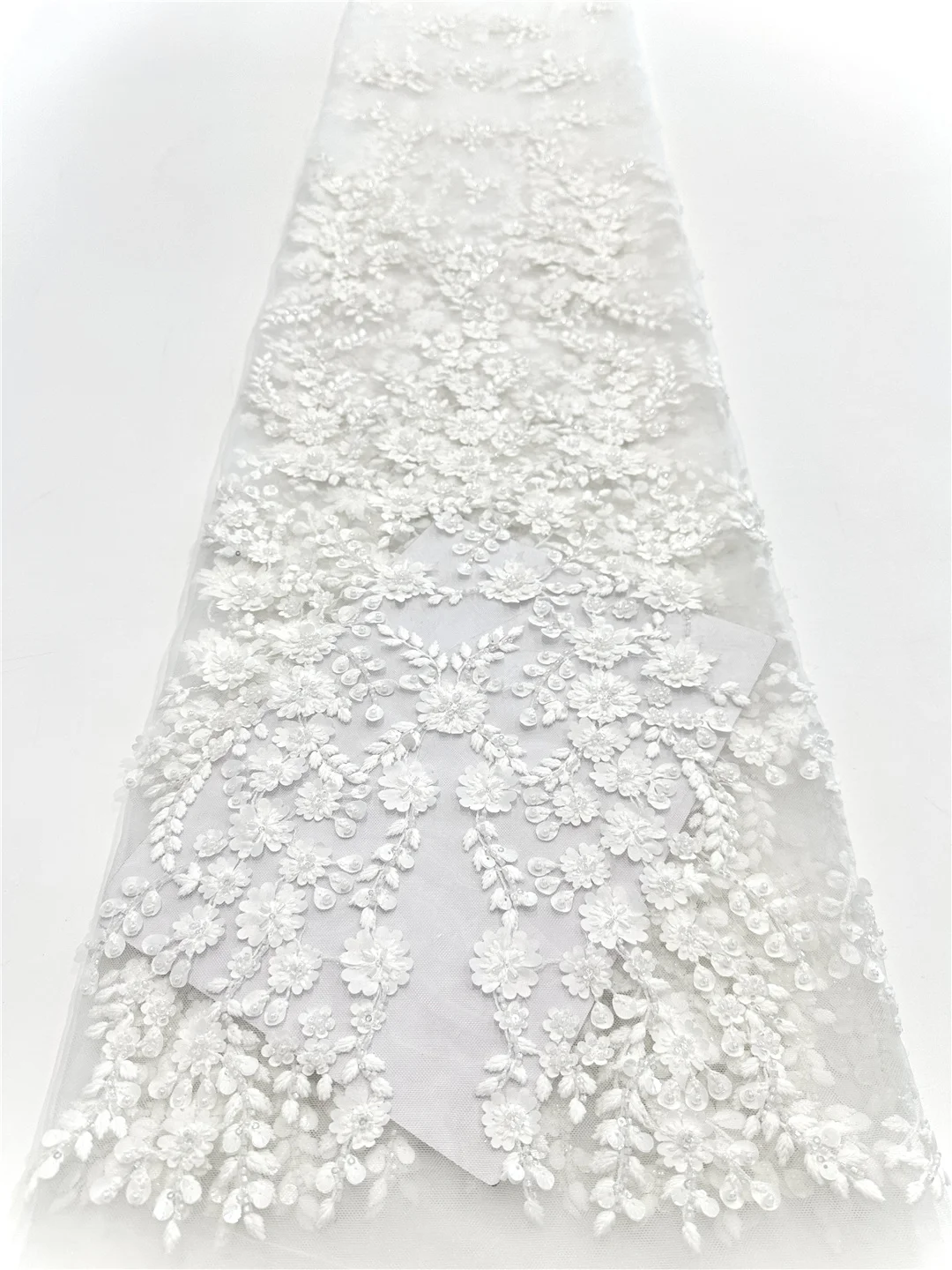 High Quality African Lace Fabric 2025 Beads d French Net Sequins Fabric Sewing Embroidered Tulle Nigerian Lace Fabric 5YardsSHIT