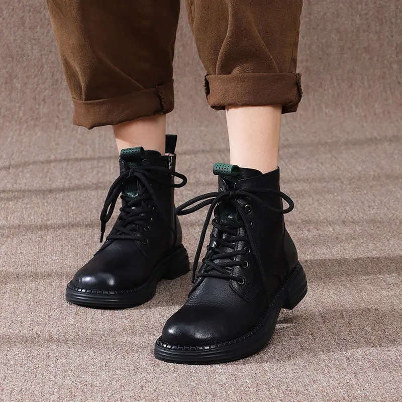 

Женские короткие сапоги из воловьей кожи с верхним слоем, осень-зима 2021, противоскользящая рабочая одежда на толстой подошве, женские сапоги в стиле ретро на мягкой подошве