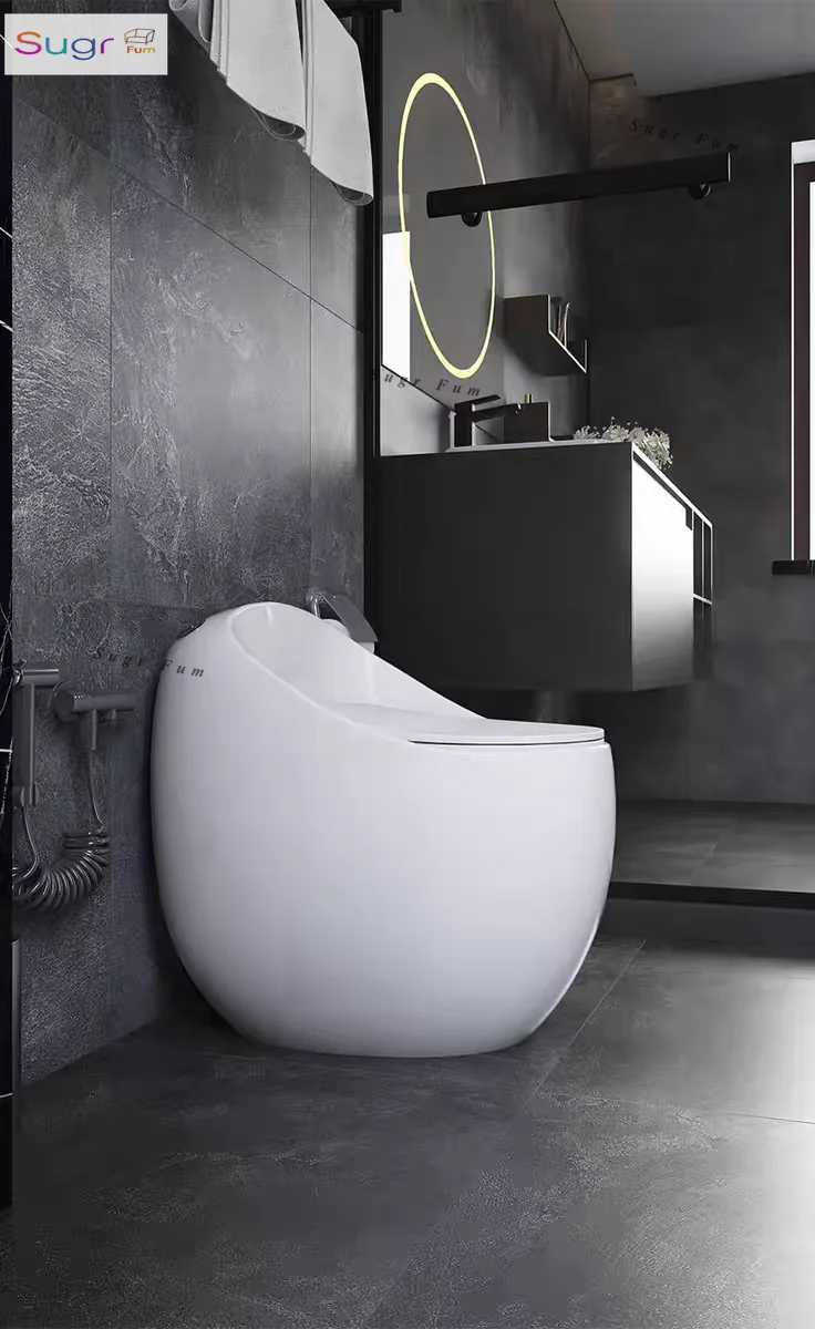 Household egg-shaped creative toilet gray siphon pumping antifreeze crack deodorant color ceramic toilet large