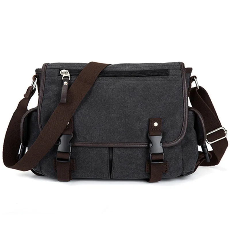 Man Leisure Handbag Inclined Shoulder Messenger Bag Men Splicing Hit Color Travel Canvas Portable School Tablet PC PackSchoolbag