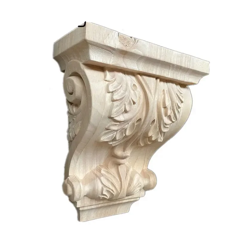 Wood Applique Stigma Wood Mouldings Carved European Long Leaves Wooden Furniture Pillars Accessories for Furniture Legs Cabinet
