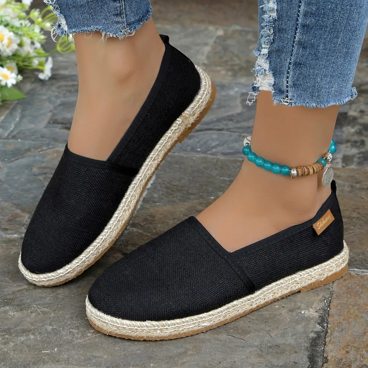 Comfortable Canvas Flat Shoes Women Breathable Non-Slip Espadrille Shoes Woman  Summer Solid Color Shallow Casual Flats