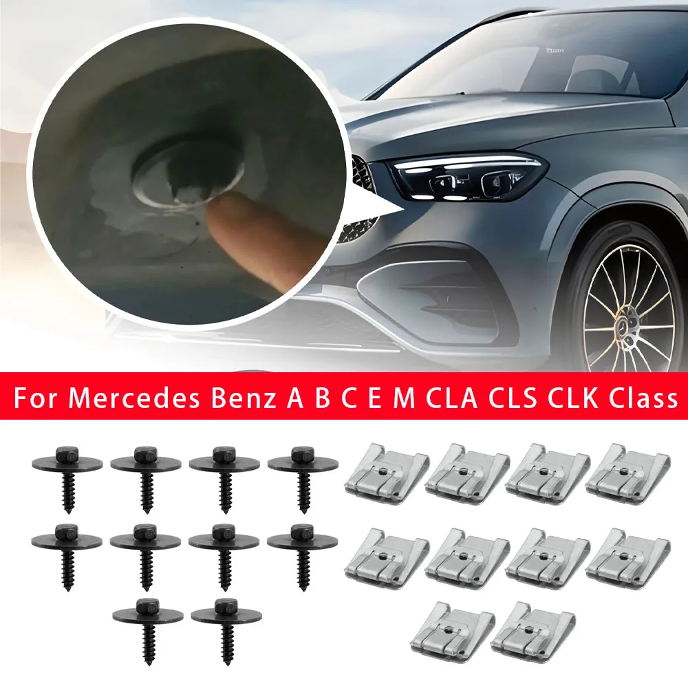 10Set Car Under Engine Cover Floor Clips Screws 0049943145 0019906036 for Mercedes Benz A B C E M CLA CLS CLK Class