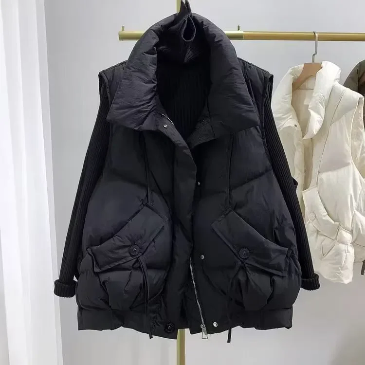 

Женский пуховый хлопковый жилет больших размеров, осенне-зимний новый Sle, высококачественная чувственная верхняя одежда, универсальный жилет с подплечниками...