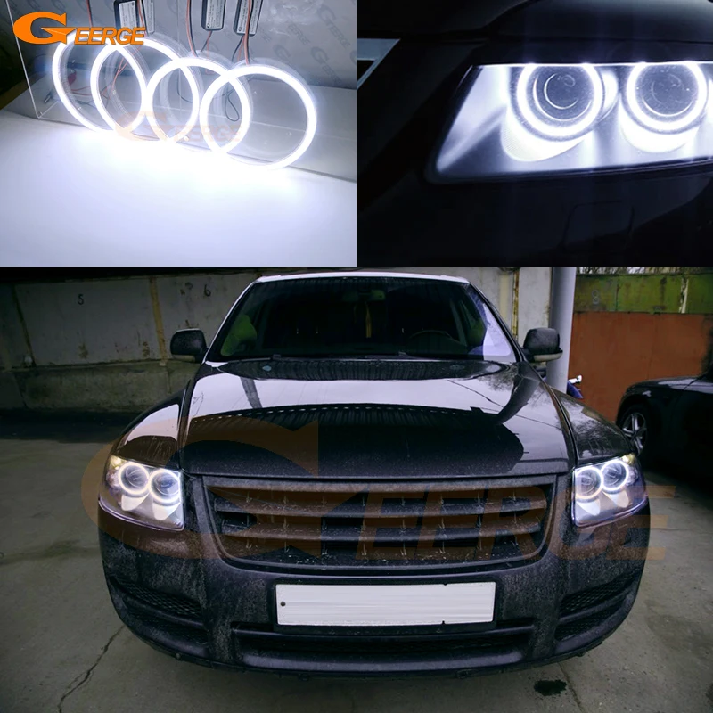 

For Volkswagen VW Touareg 7L 2003 2004 2005 2006 2007 2008 2009 2010 DRL Ultra Bright COB Led Angel Eyes Kit Halo Rings