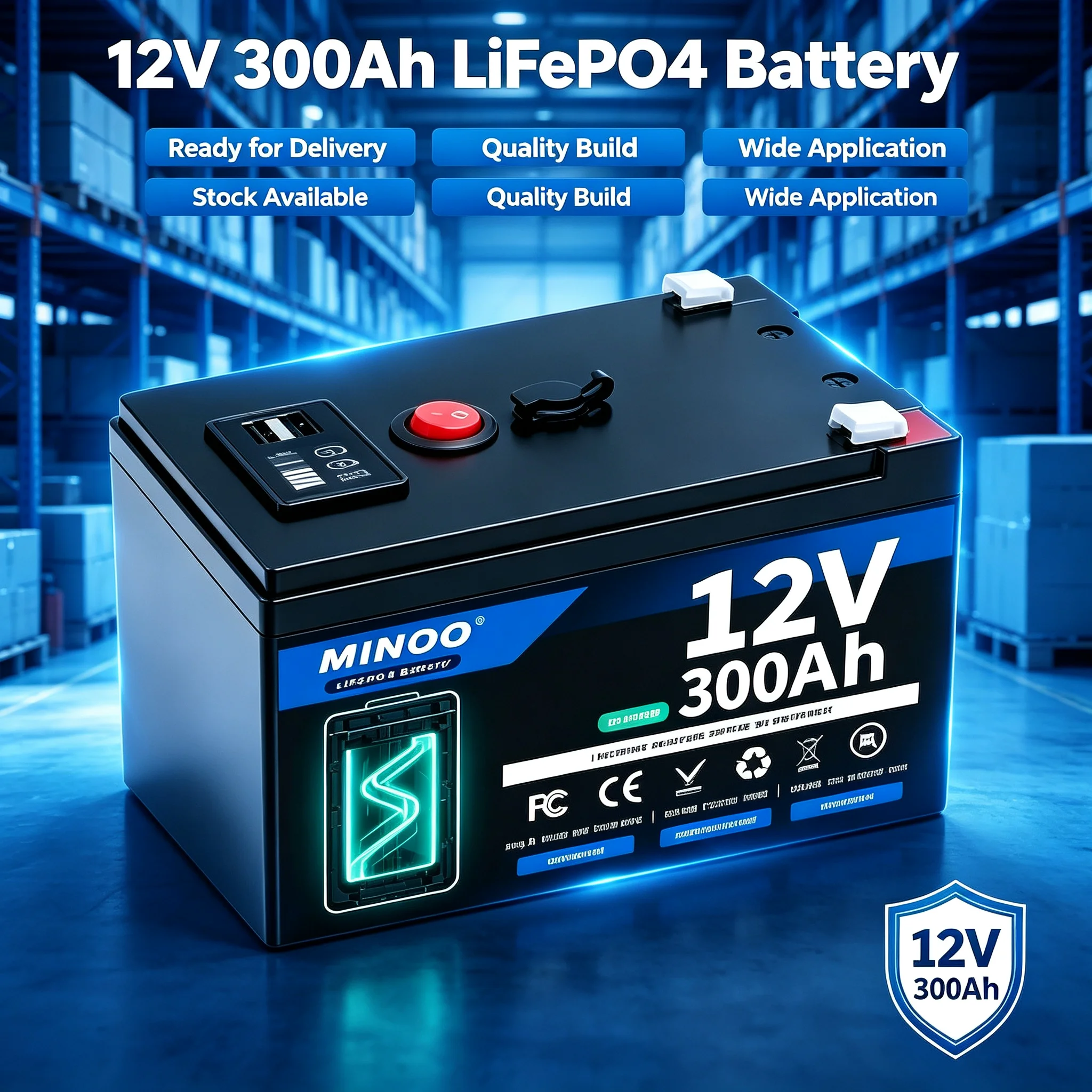 LiFePO4 12V 300AH 12V 200AH Battery Free Charger 12V Lithium Battery Built-In 300A BMS 6000+ Cycle Foat Fast Ship From EUr Bo