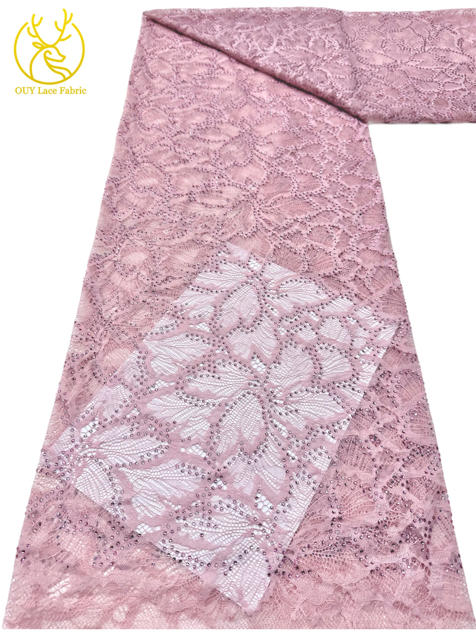 Nigerianischer Glasdiamant-Tüll-Spitzenstoff, französische Pailletten-Spitze, afrikanischer Spitzenstoff für Partykleid, Hochzeitskleid, 5 Yards – Detail 15