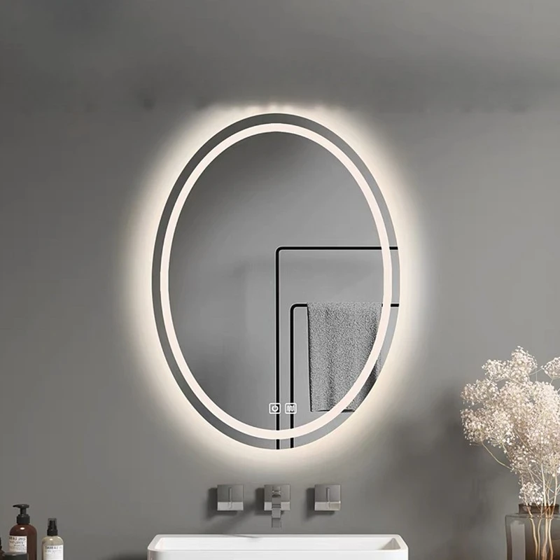 

LED Special-shaped Anti-fog Mirror with Light Touch Screen High-grade Oval Small Vanity 40 * 60CM Oval Smart Bathroom Mirror