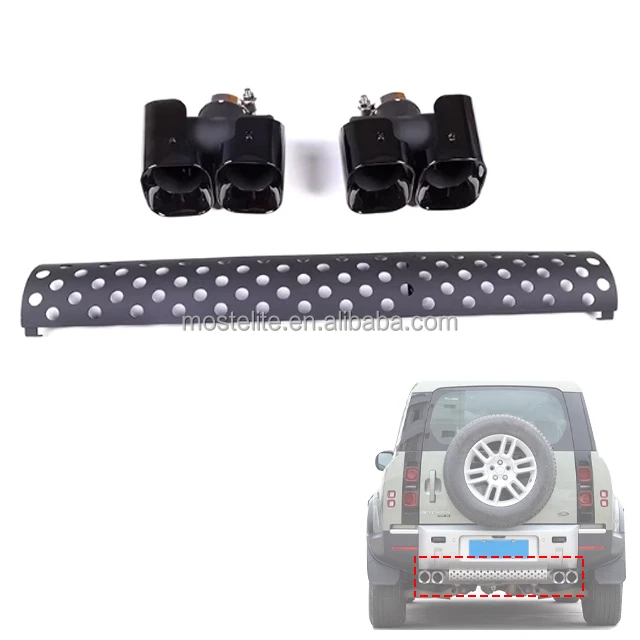 

Stainless Steel OEM Gloss Black Dual-outlet Car Tailpipe Exhaust Pipes for Land Rover Defender 90 110 130