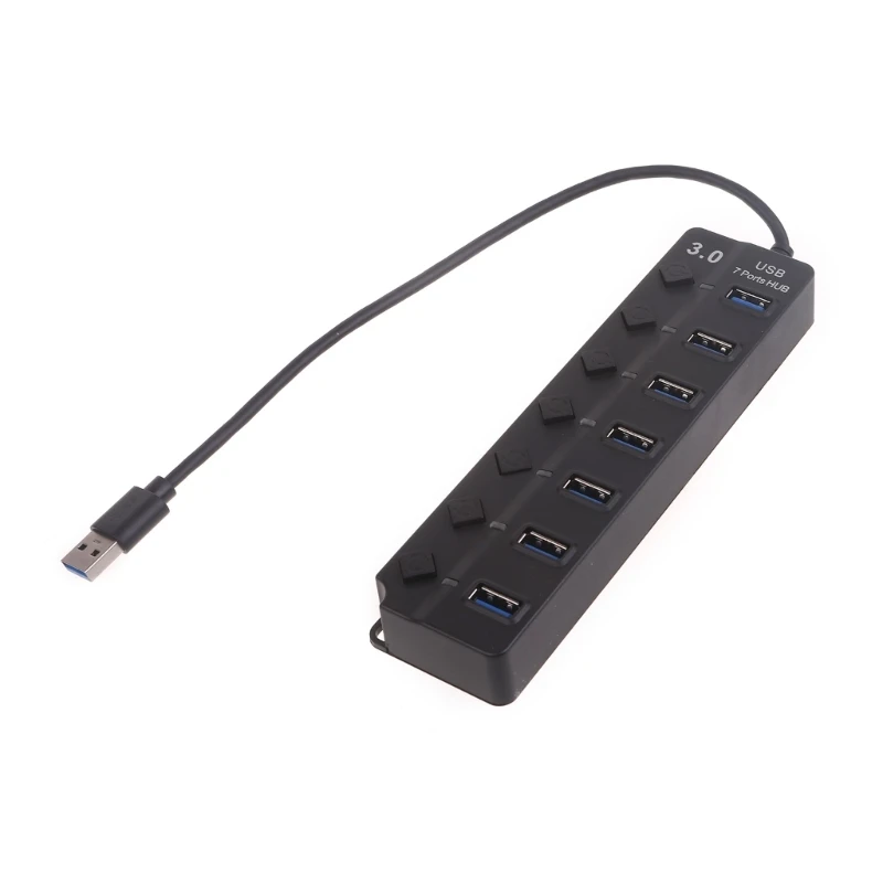 Multi Purpose 7Port USB Hub with Switching Button Portable USB Multiport Adapter