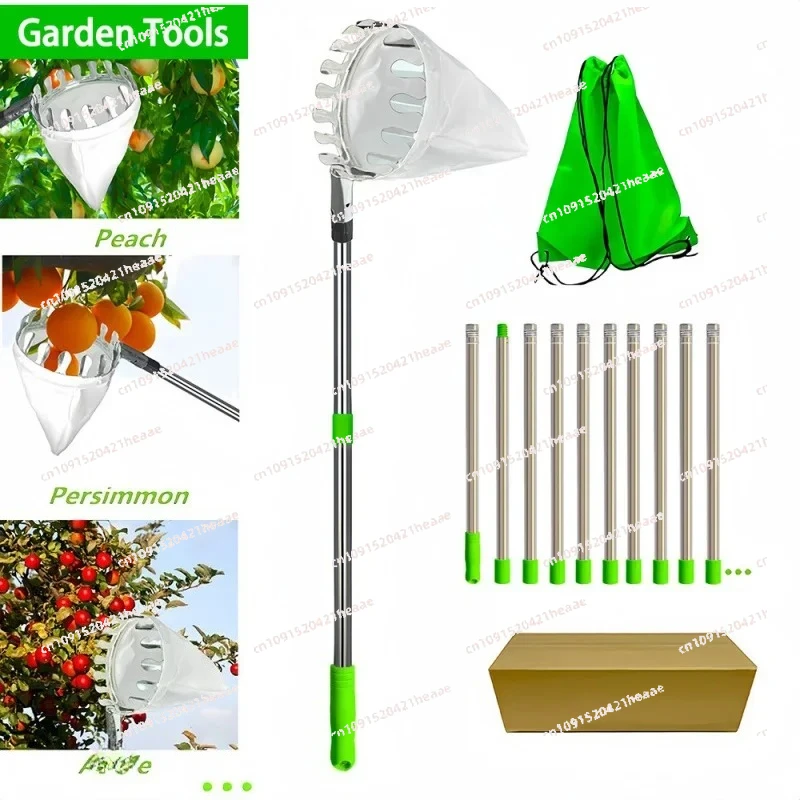 Suitable for Picker with Telescopic Handle Long Fruit Harvester Stainless Steel Connecting Pole Fabric Bag
