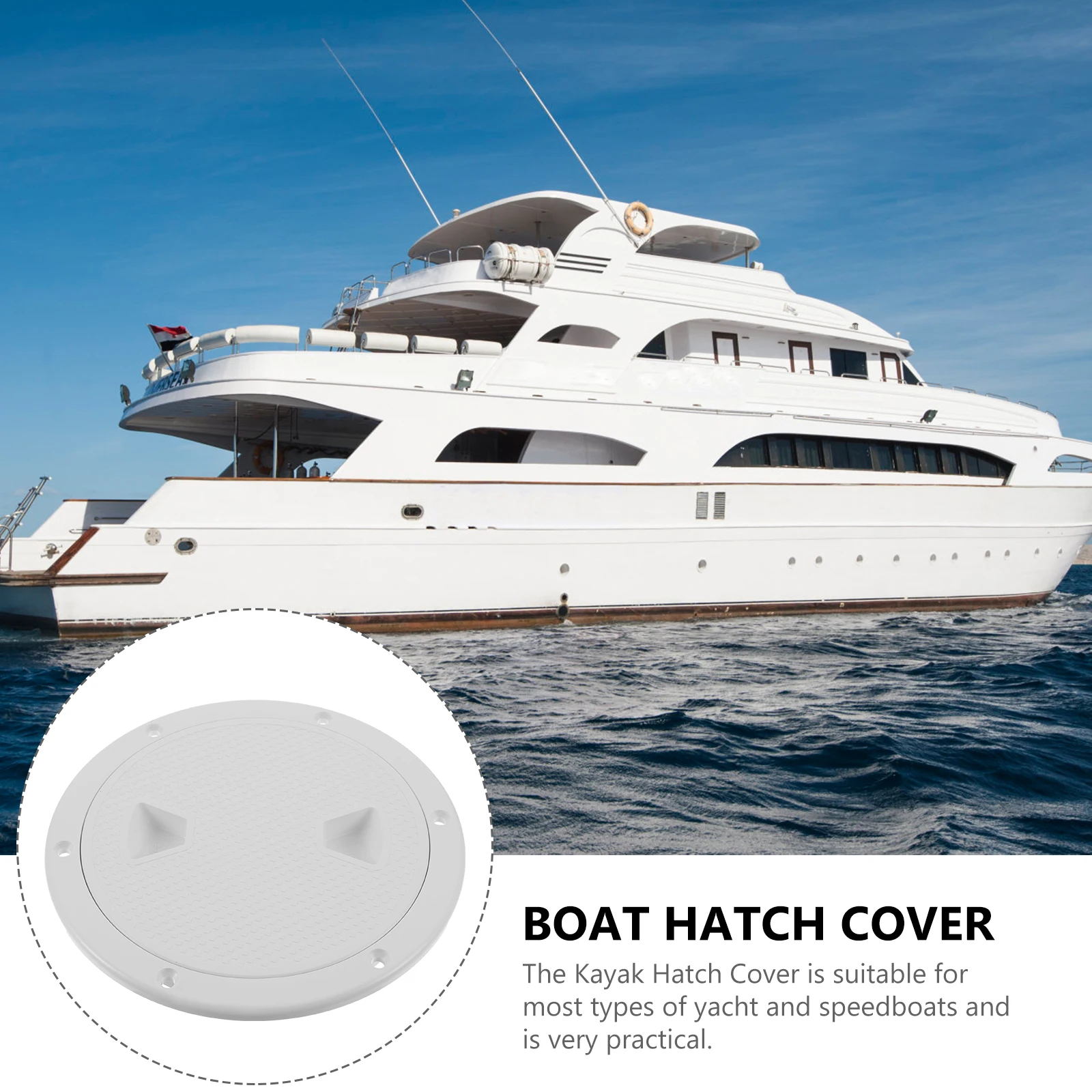 

Yacht Deck Cover 6 Inch White Round Hatch Protector Non Skid Kayak Accessory Boat Hole Cover Durable ABS Material Deck Plate