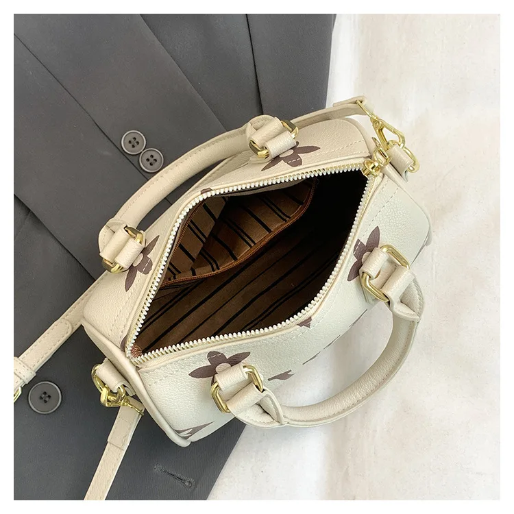 حقيبة يد مطبوعة ممتازة جديدة لعام 2025 - ريترو قديم - تصميم حروف الزهور، حقيبة ساعي نسائية متعددة الاستخدامات، حقيبة مربعة صغيرة عصرية